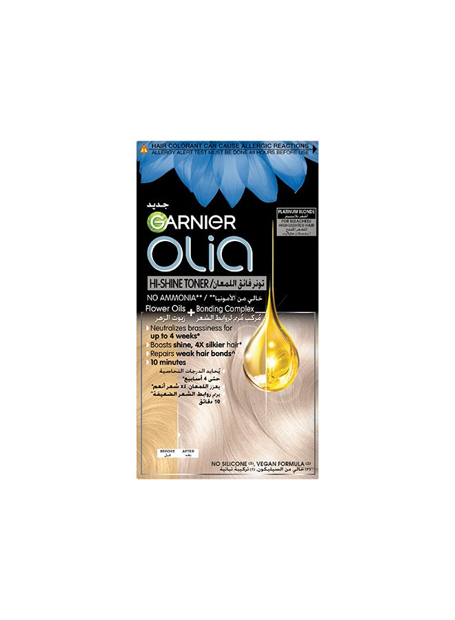 Garnier Olia Hi-Shine Toner No Ammonia for Bleached/ Highlighted Hair, Platinum Blonde, Vegan - Image 1