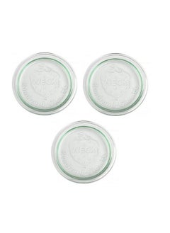 Weck 3 x Weck 100mm (approx. 4") LARGE ORIGINAL Loose Fitting Replacement Glass Lid. Fits WECK Models 738, 739, 740, 741, 742, 743, 744, 745, 748, 974.  - Image 1