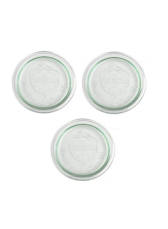 Weck 3 x Weck 100mm (approx. 4") LARGE ORIGINAL Loose Fitting Replacement Glass Lid. Fits WECK Models 738, 739, 740, 741, 742, 743, 744, 745, 748, 974. - Image 1