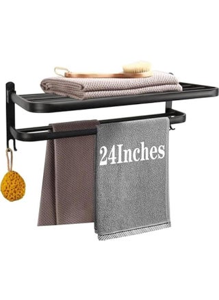 24In Towel Rack for Bathroom, Bath Towel Holder with Double Towel Bar and Fold-able Towel Shelf, Rustproof Towel Organizer Wall Mounted Towel Storage Hanger for Bath/Balcony/Lavatory - pzsku/ZD37F2E1B7D1C2C5D7742Z/45/_/1726409553/aa4fbd39-f5fb-4b17-8a91-afef581a0822