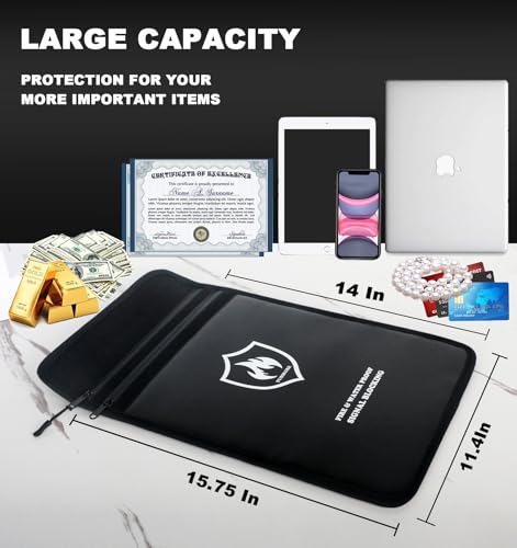 Tusirgre 6200°F Upgraded Fireproof Document Bag, 15.7" x 11.4" Faraday Bag, Water Resistant Fireproof Money Bag with Zipper, 18 Layers of Heat Insulated Materials, RFID Blocking Bag, Anti-Theft Anti-Tracking - Image 5