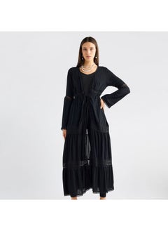 FAV Lace Detail Longline Tiered Shrug with Tie-Ups and Long Sleeves  - Image 2