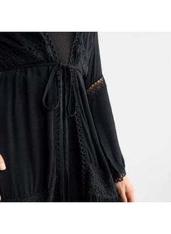 FAV Lace Detail Longline Tiered Shrug with Tie-Ups and Long Sleeves  - Image 4