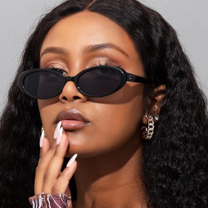 Erweicet 2PCS Retro Sunglasses, Vintage Oval Cat Eye Sunglasses UV Protection for Women Men Outdoor Wear - Image 5