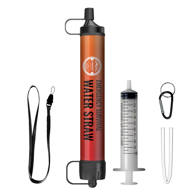 Lormandy Emergency Water Filter Straw, Personal Survival Water Filtration System, Water Purifier, Outdoor Survival Gear and Equipment for Hiking Camping Accessories Cycling Fishing Preparedness - Image 1