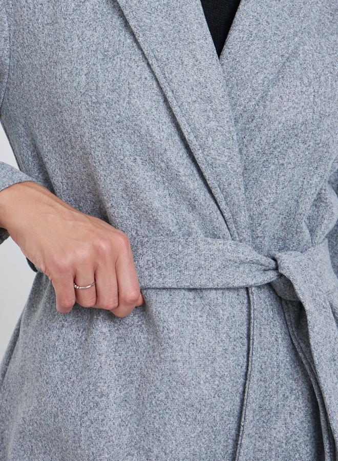 Styli Grey Regular Fit Belted Midi Coat - Image 3