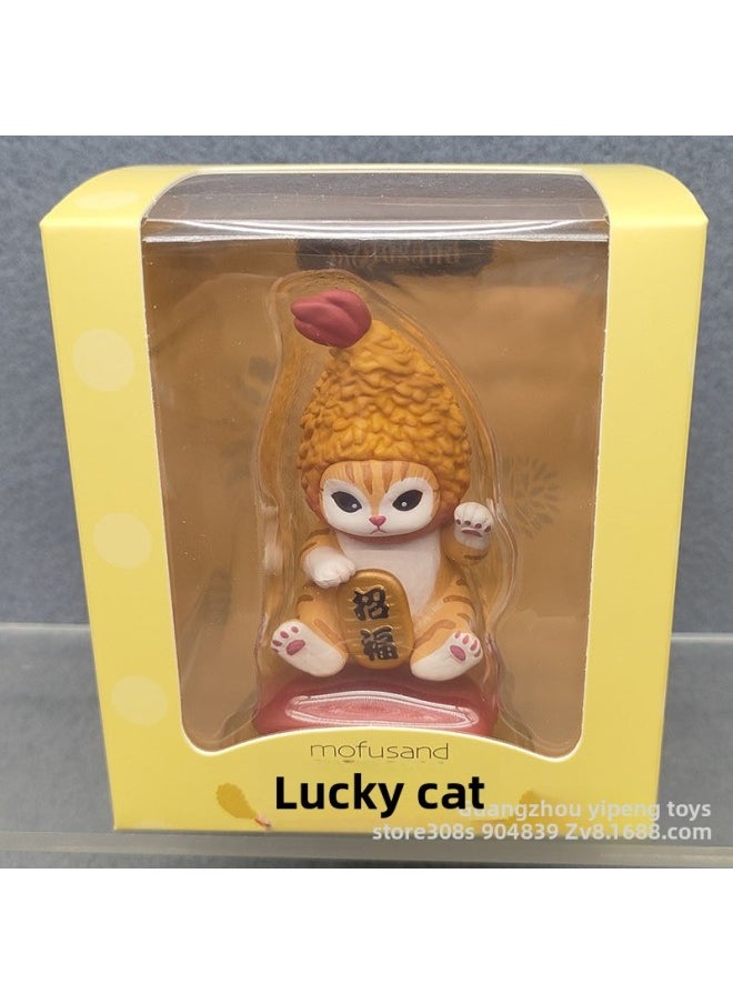 Generic - Cute Pet Cat Fushandi Shark Cat Fried Shrimp Cat Lucky Cat Box Egg Desktop Model Ornaments-Color:Lucky Shark Cat [please Take Multiples Of 2] - Image 1