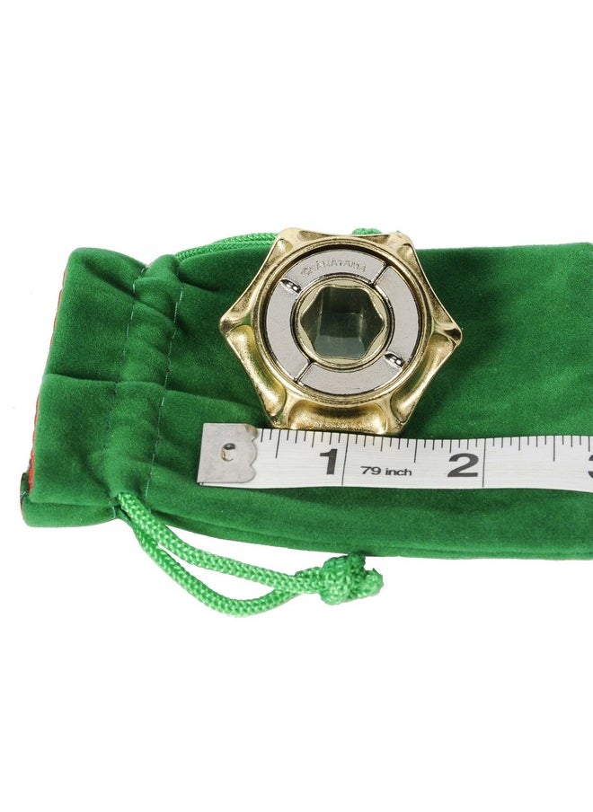 Deluxe Games and Puzzles Valve Hanayama Puzzle, New 2022, Level 4, with Green Velvet, Red Satin-Lined Drawstring Pouch, Bundled  - Image 4