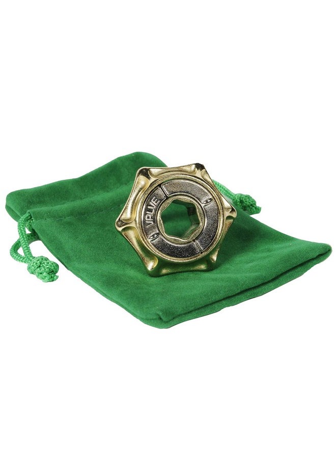 Deluxe Games and Puzzles Valve Hanayama Puzzle, New 2022, Level 4, with Green Velvet, Red Satin-Lined Drawstring Pouch, Bundled  - Image 3