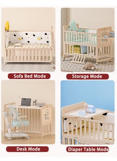 Super ZYouth Baby Cribs 8 in 1 Convertible, Baby Bed with Mosquito Net, Wooden Cot for Children 0-12 years  - Image 4