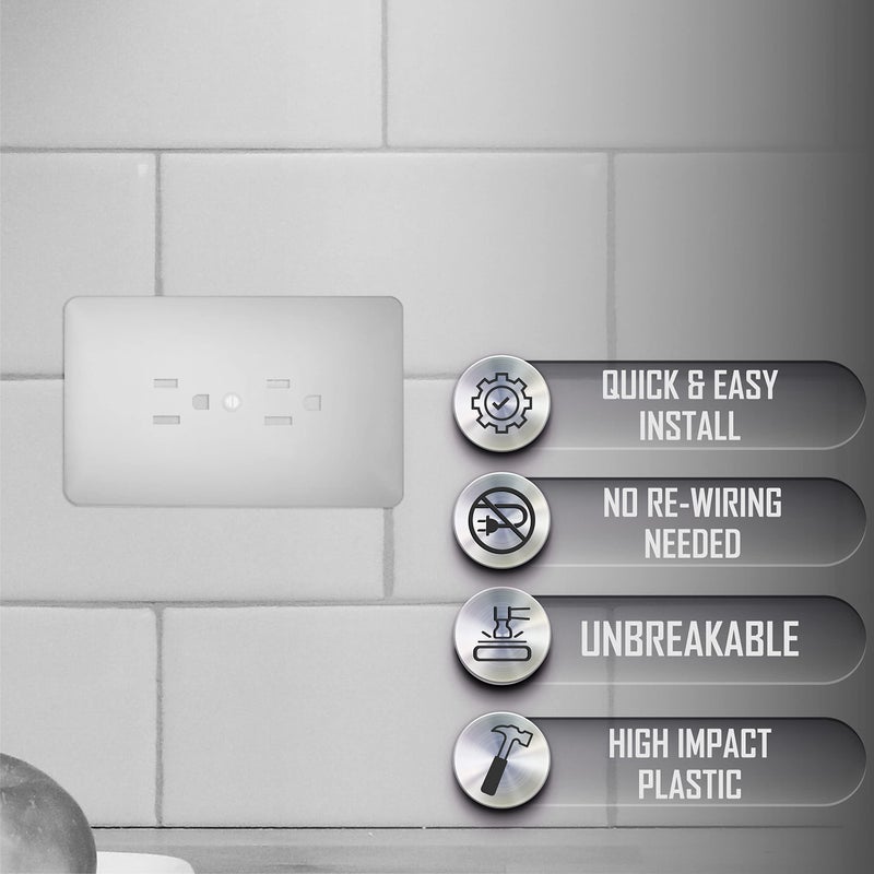 TayMac 2000W MASQUE 2000 Mid-size White 1-Gang Decorator Grounded Duplex Wall Plate, Paintable Outlet Cover Replaces Old Wall Plate - Image 3
