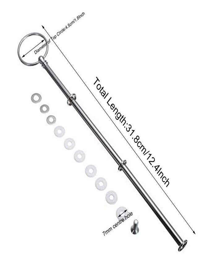 NaRaMax 1Set 3 Tier Heavy Duty Metal Cake Stand Handle Fruit Dessert Cupcake Plate Stand Centre Handle Fitttings Round Hardware Rod Holder with Stylus(Silver) - Image 2