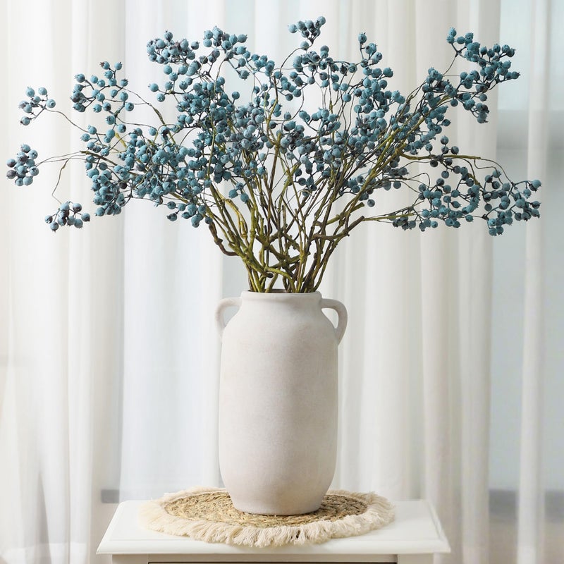 Vanselia Large Flower Vase Home Decor - 12 inch Tall Ceramic Farmhouse White Rustic Table Vases with Handle Living Room Decoration Decorative Modern for Fireplace Kitchen - Image 5