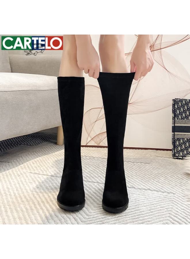 Cartelo Winter Fleece-lined Women's Long Boots Versatile Kyf-8963-2 Black Fleece-lined Size 35 - Image 3