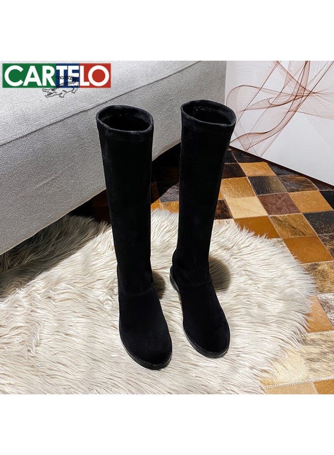 Cartelo Winter Fleece-lined Women's Long Boots Versatile Kyf-8963-2 Black Fleece-lined Size 35 - Image 4