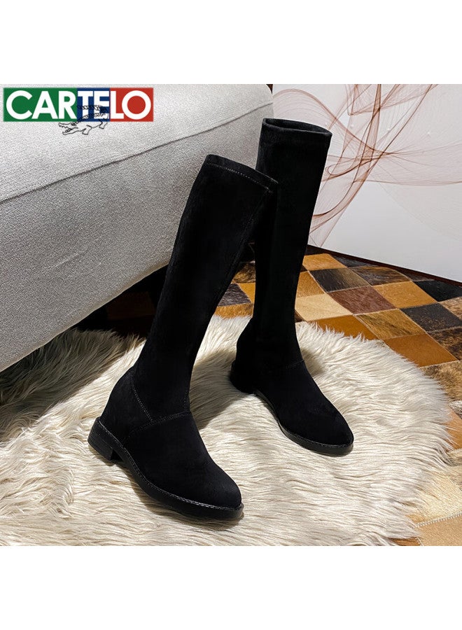 Cartelo Winter Fleece-lined Women's Long Boots Versatile Kyf-8963-2 Black Fleece-lined Size 35 - Image 5