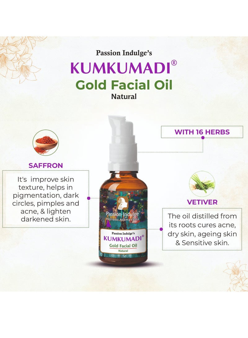 Passion Indulge Kumkumadi Gold Tailam for Face |Radiant & Revitalizes Skin |Ayurvedic Face Oil with Saffron, Vetiver, Essential Oils &16 Herbs | Supports Skin Elasticity & Reduces Dark Spots 10ml - Image 2