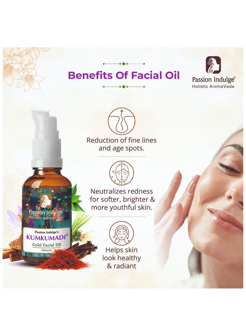Passion Indulge Kumkumadi Gold Tailam for Face |Radiant & Revitalizes Skin |Ayurvedic Face Oil with Saffron, Vetiver, Essential Oils &16 Herbs | Supports Skin Elasticity & Reduces Dark Spots 10ml - Image 3