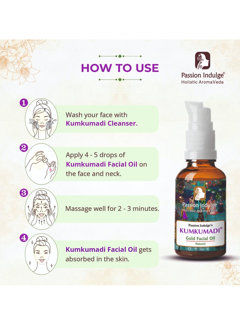 Passion Indulge Kumkumadi Gold Tailam for Face |Radiant & Revitalizes Skin |Ayurvedic Face Oil with Saffron, Vetiver, Essential Oils &16 Herbs | Supports Skin Elasticity & Reduces Dark Spots 10ml - Image 4