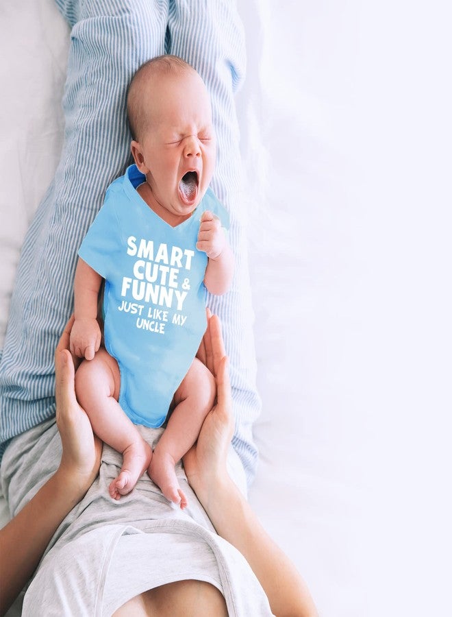CBTwear Smart, Cute and Funny Just Like My Uncle, Baby Clothes, Funny Newborn Bodysuit Outfits for Boys and Girls - 6 Months, Light Blue - Image 5