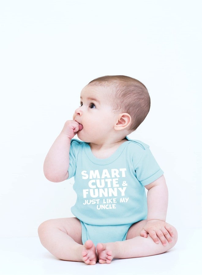 CBTwear Smart, Cute and Funny Just Like My Uncle, Baby Clothes, Funny Newborn Bodysuit Outfits for Boys and Girls - 6 Months, Light Blue - Image 2