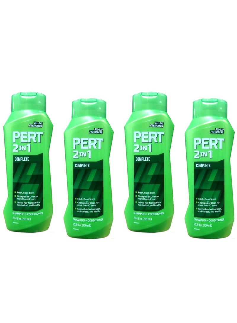 PERT 2 in 1 Complete Clean Shampoo and Conditioner - Mens Shampoo for Daily Use - Hair Conditioner for Men - Removes Dirt, Oil, and Build Up - 4 pc - Image 1