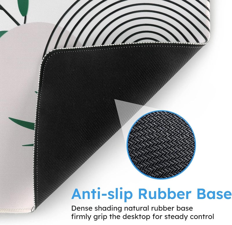 iCasso Extended Gaming Mouse Pad (35.4x15.7 in), Large 3mm Non-Slip Rubber Base Mousepad with Stitched Edges, Waterproof Keyboard Mouse Mat Desk Pad for Work, Game, Office, Home-Elm Leaf - Image 3