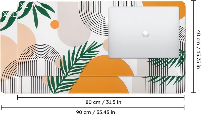 iCasso Extended Gaming Mouse Pad (35.4x15.7 in), Large 3mm Non-Slip Rubber Base Mousepad with Stitched Edges, Waterproof Keyboard Mouse Mat Desk Pad for Work, Game, Office, Home-Elm Leaf - Image 2