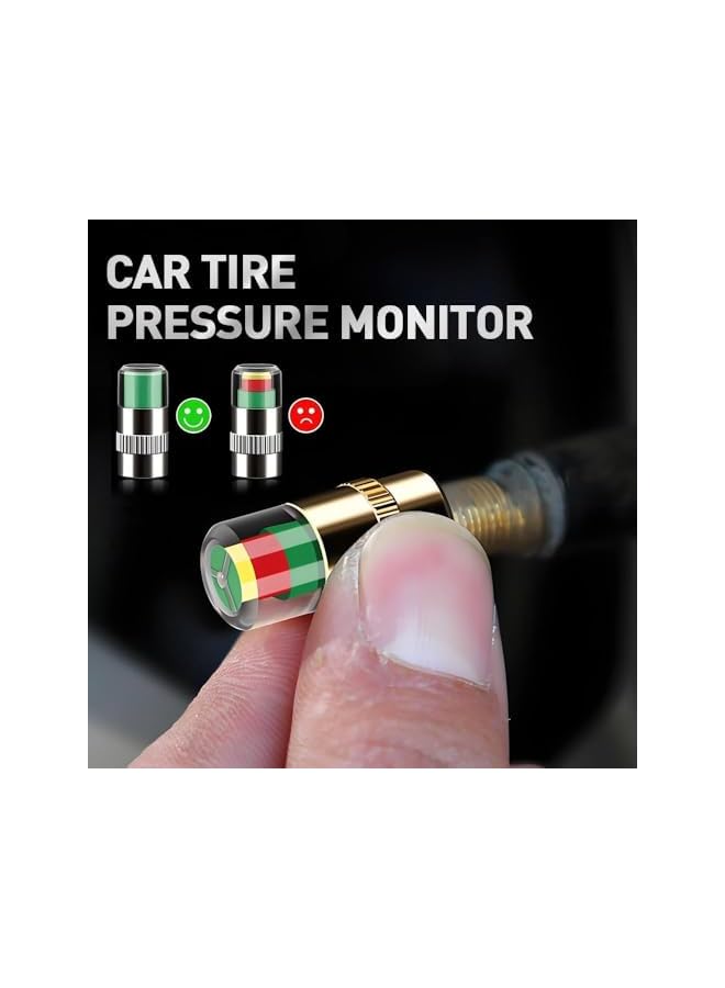 S-TOP Tire Pressure Monitoring Valve Caps, 2.4 Bar 36 PSI, 3-Color Alert Indicator, Gold, 4 Pack, Easy Read Sensor System for Most Vehicles - Image 2