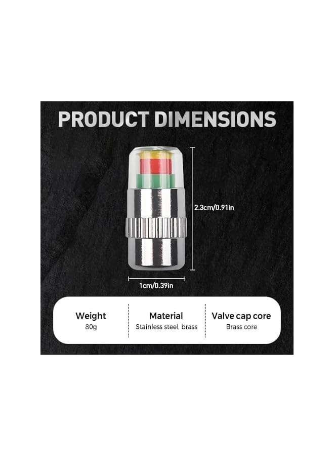 S-TOP Tire Pressure Monitoring Valve Caps, 2.4 Bar 36 PSI, 3-Color Alert Indicator, Gold, 4 Pack, Easy Read Sensor System for Most Vehicles - Image 4