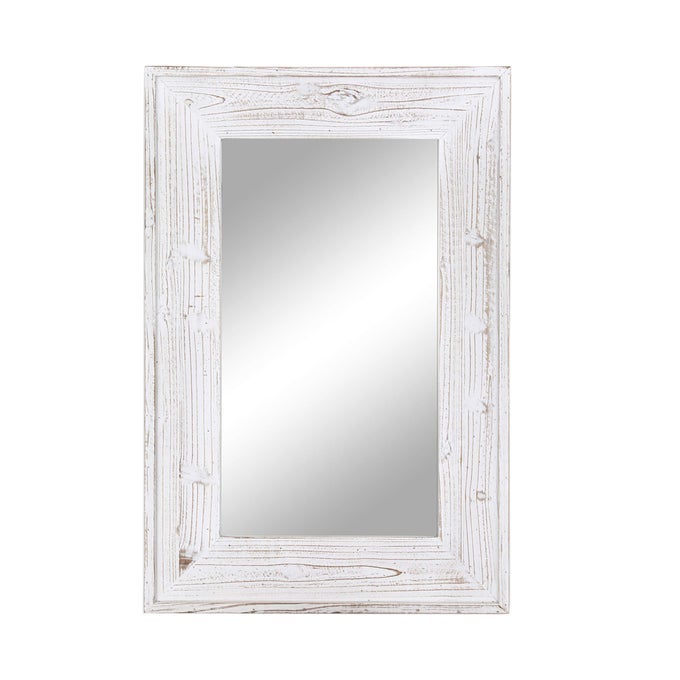 36 X 24 INCHES WALL MOUNTED DECORATIVE MIRROR RUSTIC WOOD FRAMED RECTANGULAR HANGING MIRROR WITH 4 HANGERS FOR FARMHOUSE BATHROOM ENTRYWAY BEDROOM DCOR