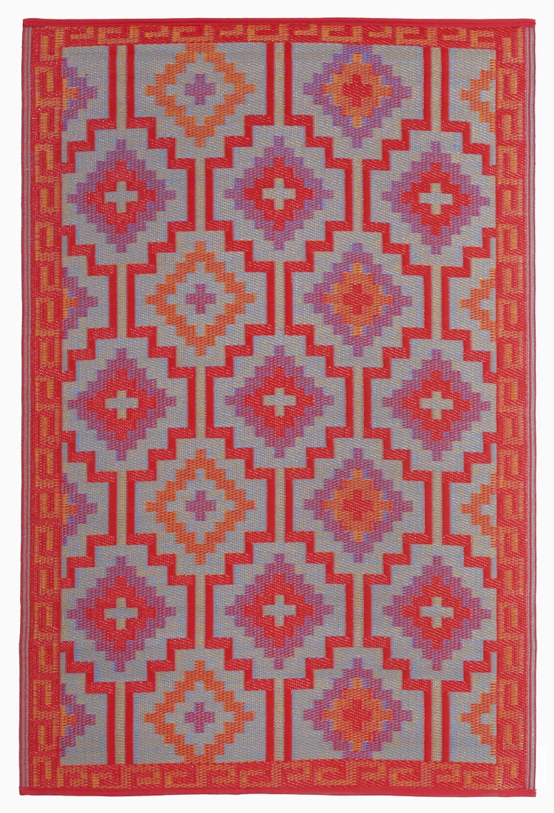Fab Habitat Outdoor Rug - Waterproof, Fade Resistant, Crease-Free - Premium Recycled Plastic - Vintage Boho Kilim - Patio, Deck, Porch, Balcony, Laundry Room - Lhasa - Orange & Violet - 4 x 6 ft - Image 3