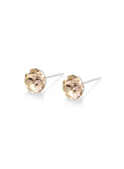 Seona Seona Aurora Austrian Crystal 6mm Stud Earrings for Women Hypoallergenic, Stainless Steel Stud Crystal Earrings, Comfortable for Sensitive Ears Premium Materials Tarnish-Free Earings, Small Stud Earrings - Silk