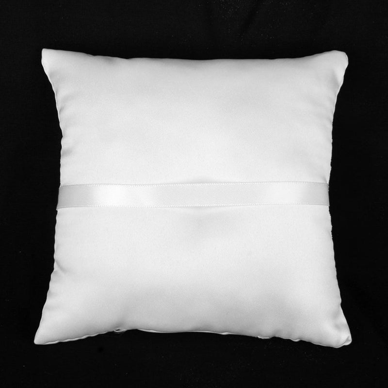 2pcs 15*15cm Sparkling Rhinestones Bridal Wedding Ceremony Bearer Pillow with Ribbon (White) - Image 5