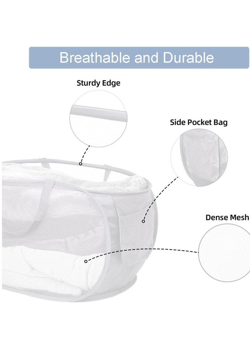 TYCOM Pop Up Laundry Mesh Hamper Basket Storage Solution Compact Bin Mesh Collapsible Bag Laundry Hamper Collapsible Laundry Basket White Single Compartment.  - Image 3