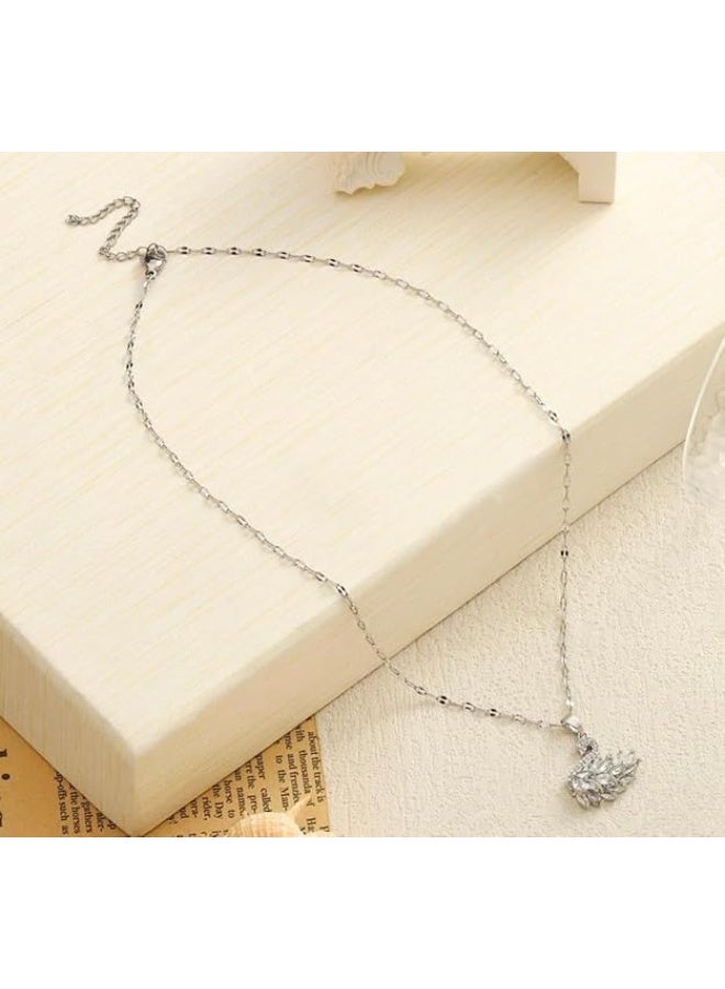 Shein Silver Swan Necklace Clear Crystal Marquise Zircon Pendant Silver Plated Women Elegant Necklace Symbol of Purity and Grace Timeless Luxury Gift - Image 4