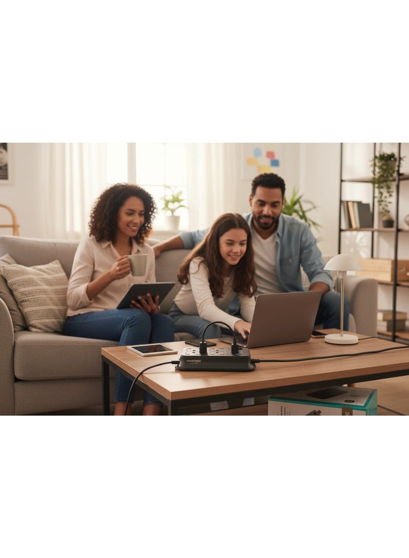 PowerMax Extension Strip 4 Sockets with 2 USB + 2 Type-C Fast Charging Ports, MX 50 Heavy-Duty 3 Meter - Image 2