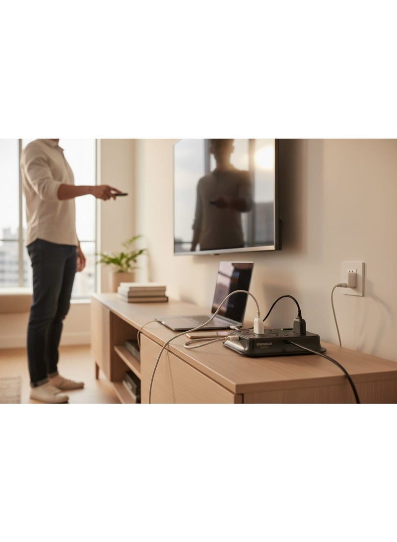 PowerMax Extension Strip 4 Sockets with 2 USB + 2 Type-C Fast Charging Ports, MX 50 Heavy-Duty 3 Meter - Image 3