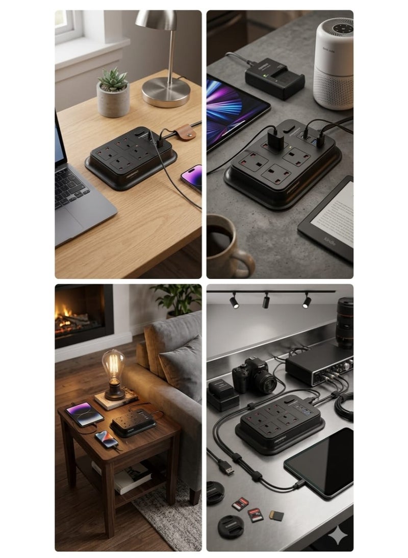 PowerMax Extension Strip 4 Sockets with 2 USB + 2 Type-C Fast Charging Ports, MX 50 Heavy-Duty 3 Meter - Image 4