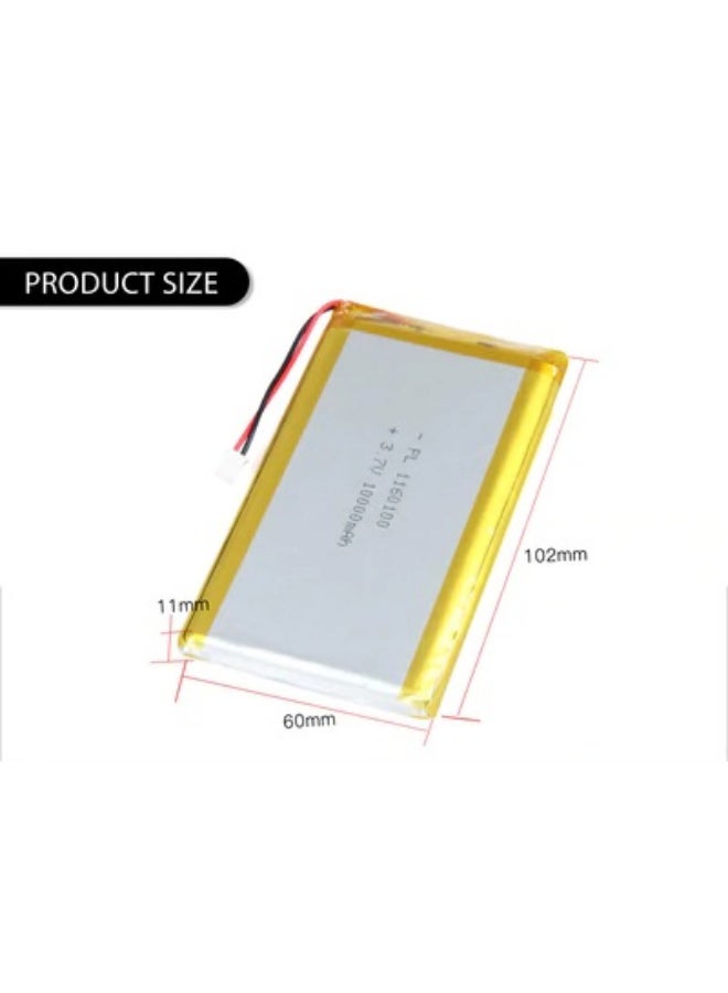 بطارية ليثيوم بوليمر قابلة للشحن 10000 مللي أمبير 3.7 فولت - موديل 1160100 للأجهزة الإلكترونية والـ DIY  110mm×60mm×12mm - Image 2