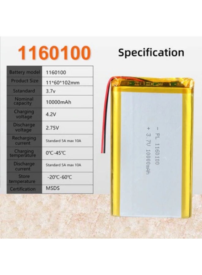 بطارية ليثيوم بوليمر قابلة للشحن 10000 مللي أمبير 3.7 فولت - موديل 1160100 للأجهزة الإلكترونية والـ DIY  110mm×60mm×12mm - Image 5