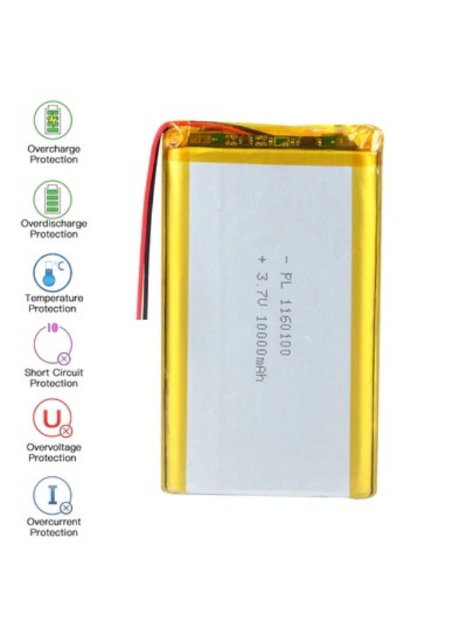 بطارية ليثيوم بوليمر قابلة للشحن 10000 مللي أمبير 3.7 فولت - موديل 1160100 للأجهزة الإلكترونية والـ DIY  110mm×60mm×12mm - Image 4