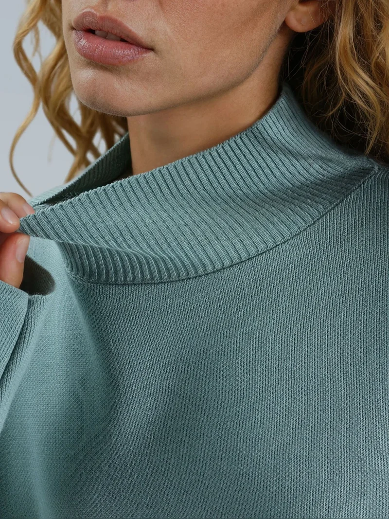 My Fashion Sage Green MY FASHION Oversized Ribbed Turtleneck Sweater for Women | Best Price UAE
