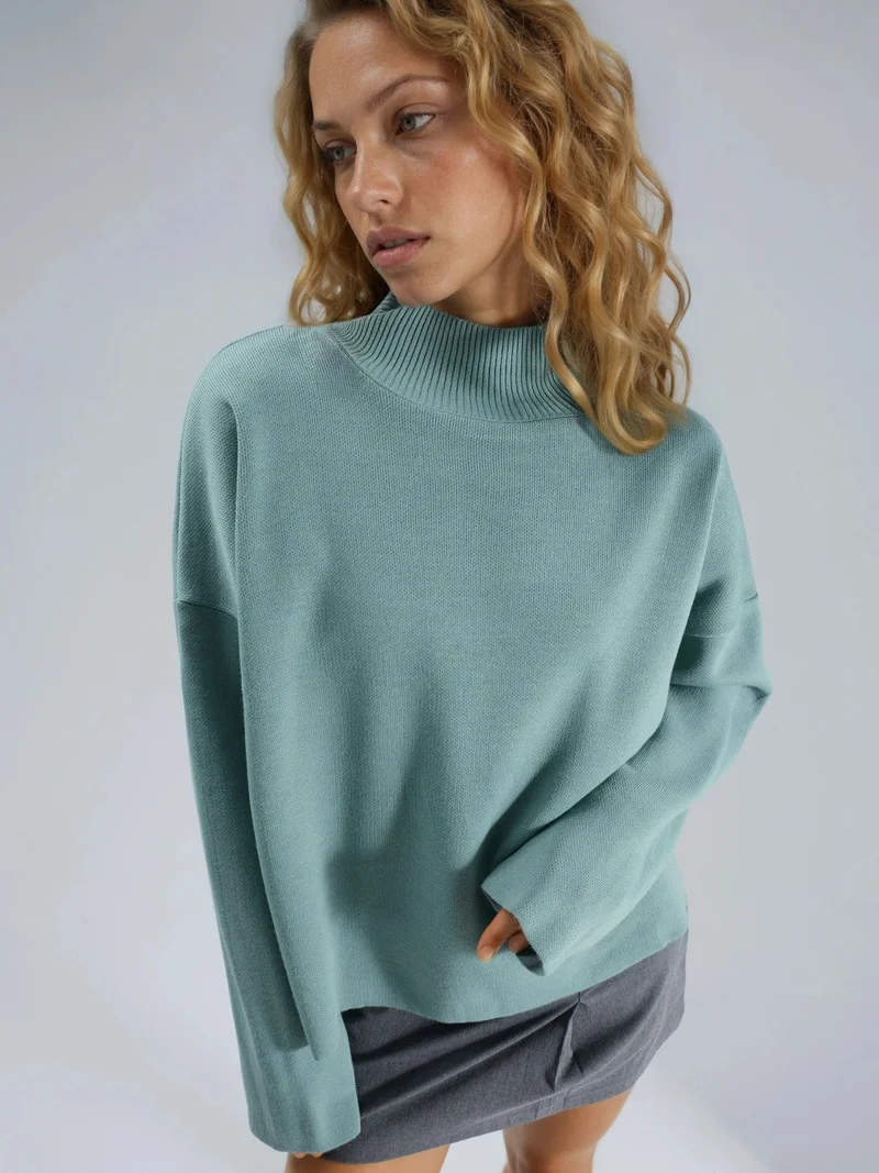 MY FASHION Oversized Ribbed Turtleneck Sweater