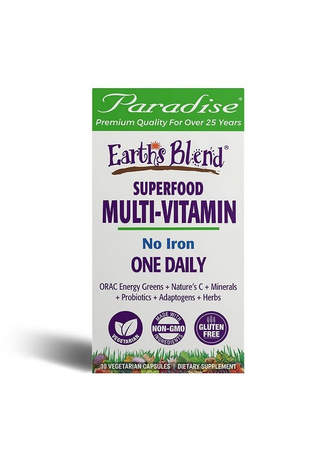 Paradise Herbs - Earth Blend Multivitamin Nature C Contains No Iron Orac Energy Greens Vegan Non Gmo Gluten Free 30 Vegetarian Capsules - Image 1