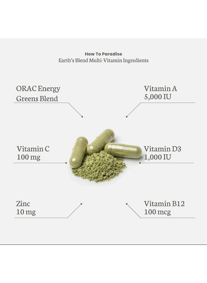 Paradise Herbs - Earth Blend Multivitamin Nature C Contains No Iron Orac Energy Greens Vegan Non Gmo Gluten Free 30 Vegetarian Capsules - Image 1