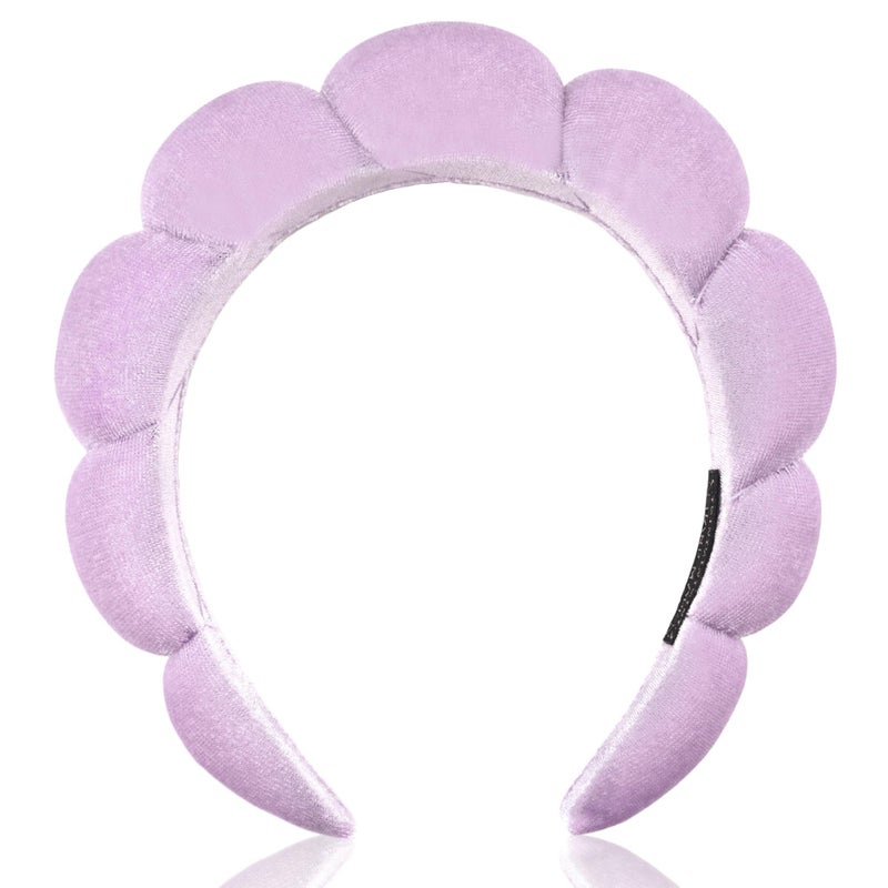 Ayesha Ayesha Spa Headband for Women Sponge Headband for Washing Face Clouds Soft Hairband Makeup Headbands for Women Girls Shower Makeup Skincare Purple