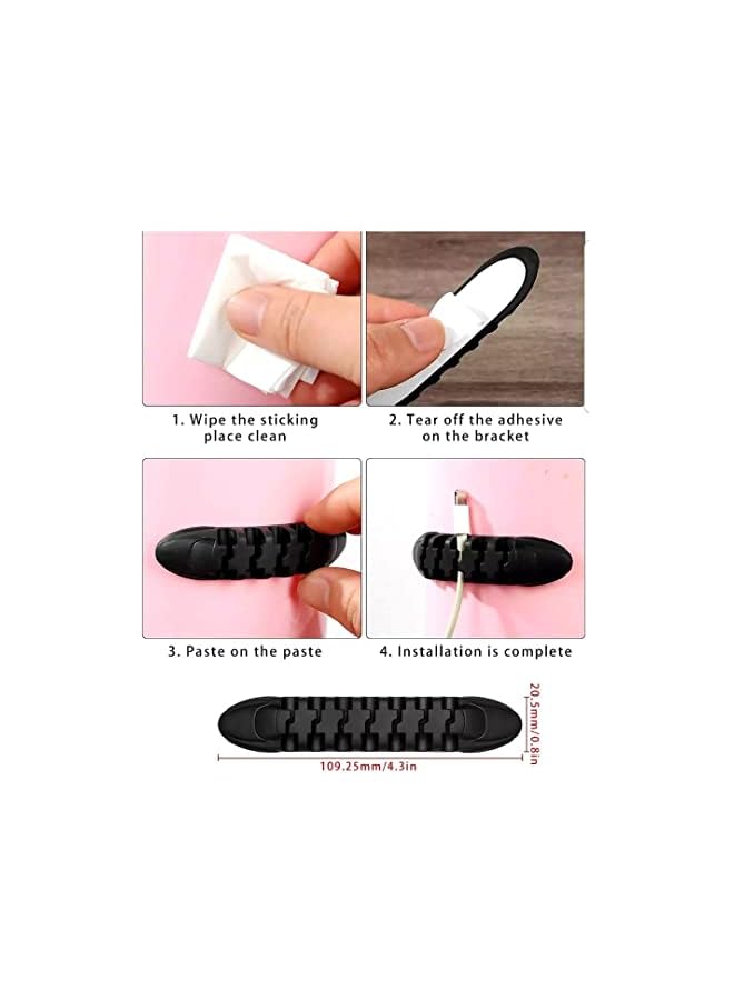 PROMASS cable tidy management set of 3 include 1 cable holder with 7 slots, 1 Cable Management Sleeve with Zipper and 1 Fastening Tape Sticky Strips Hook Loop 1 meter Reusable and Flexible - Image 2