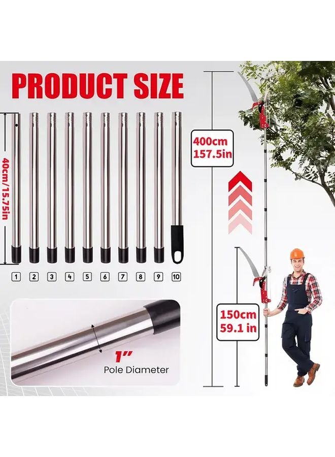 High Branch Saw Adjustable Tension Rope 9 5ft 7 Rods Ergonomic Red Black Metal Garden Pruning Shears - Image 5