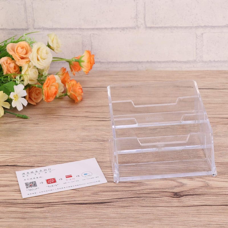 woobles 3 Pockets Business Card Holder Desk, Clear Acrylic Business Card Stand Desktop, Card Organizer Display for Business Cards, Cards, Desk Storage, Fits 80 Business Cards- - Image 4